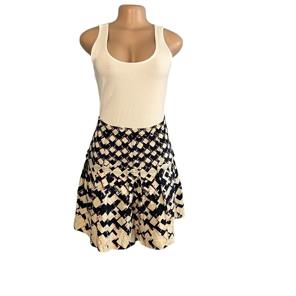 Tory Burch Silk Logo Print Mini Pleated Skirt - Picture 1 of 10